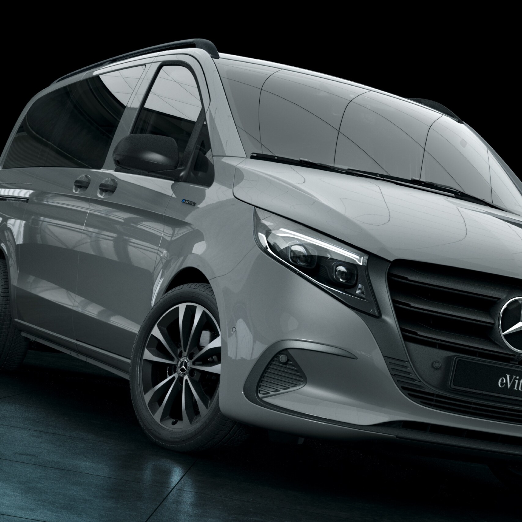 Le Mercedes-Benz eVito Fourgon se trouve dans un entrepôt entouré de murs en béton.