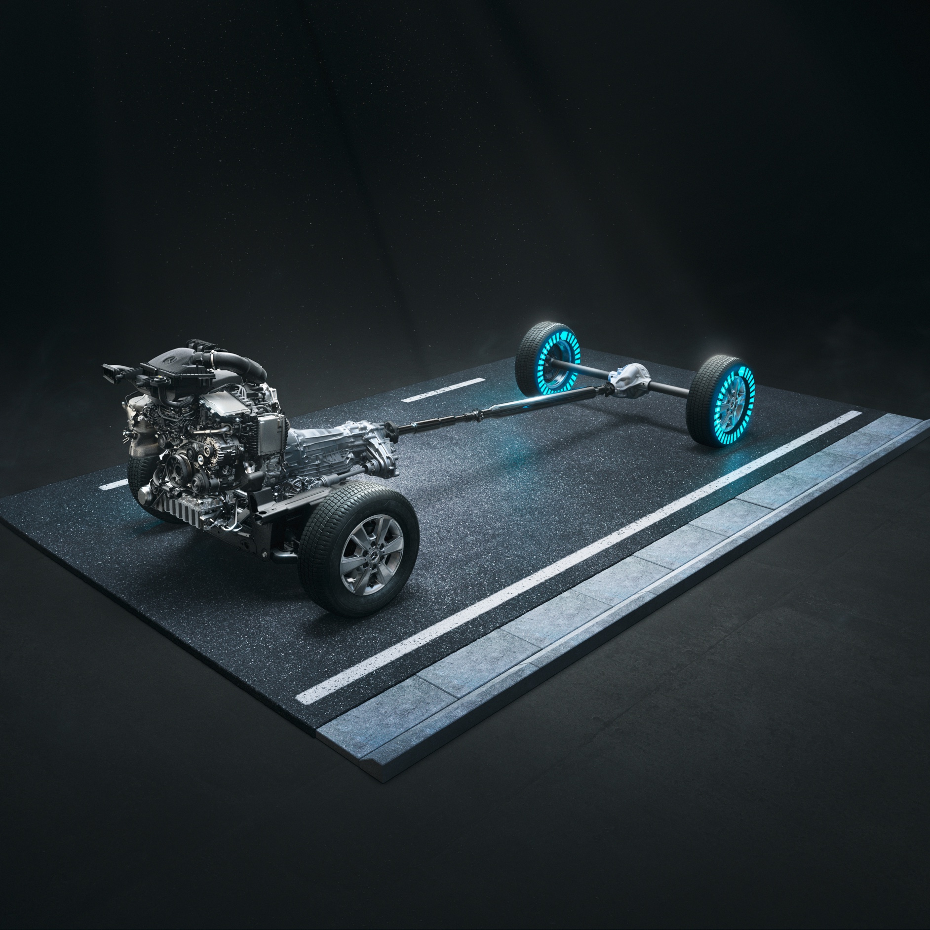 Transmission intégrale 4x4 avec Torque-on-Demand | Sprinter à plateau | Mercedes-Benz La transmission intégrale 4x4 avec Torque on demand du Sprinter à plateau.