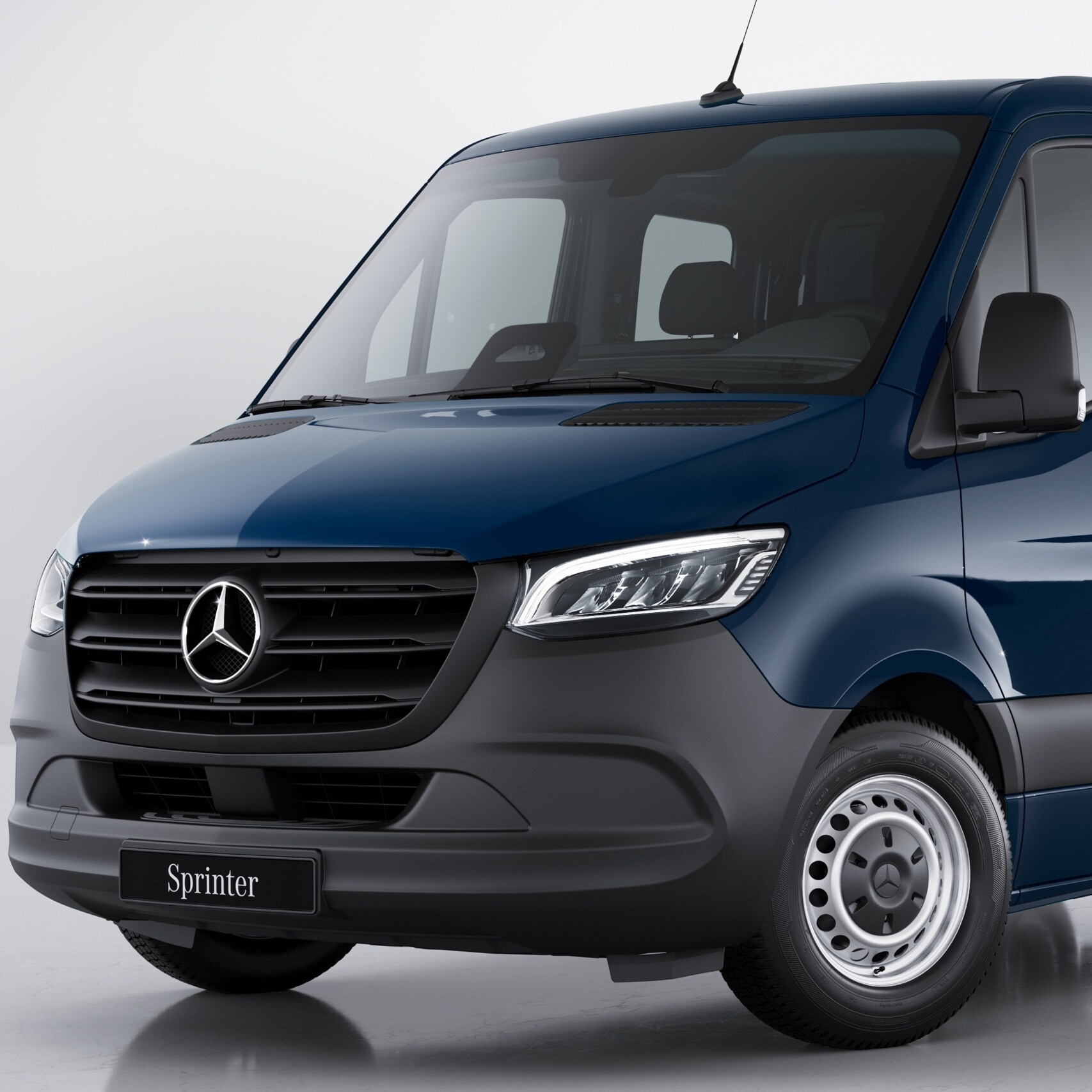 Vue avant de l’utilitaire Mercedes-Benz Sprinter châssis-cabine.
