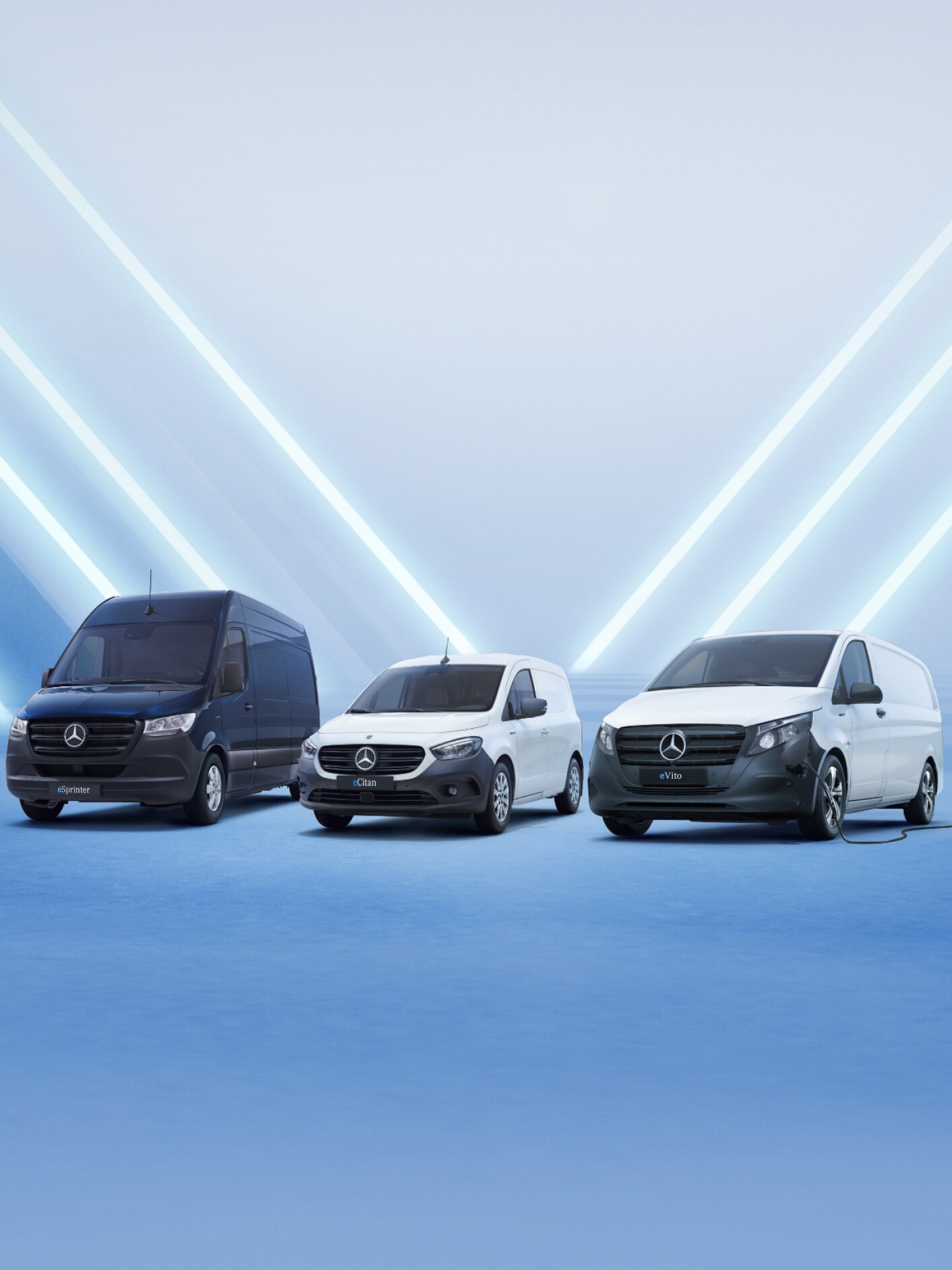 Utilitaires légers électriques, Mercedes-Benz eSprinter, eVito et eCitan.
