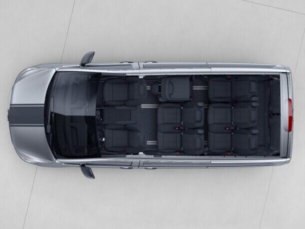 Le Vito Tourer Compact avec banquette 3 places 1re rangée avec siège extérieur rabattable, banquette 3 places 2e rangée