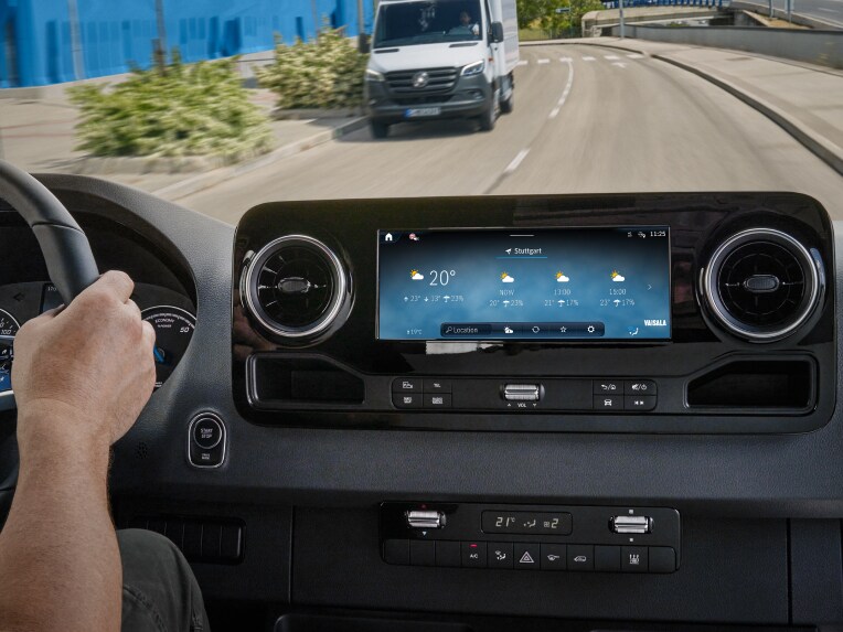 Les Prévisions météorologiques dans le système multimédia MBUX de Mercedes-Benz.