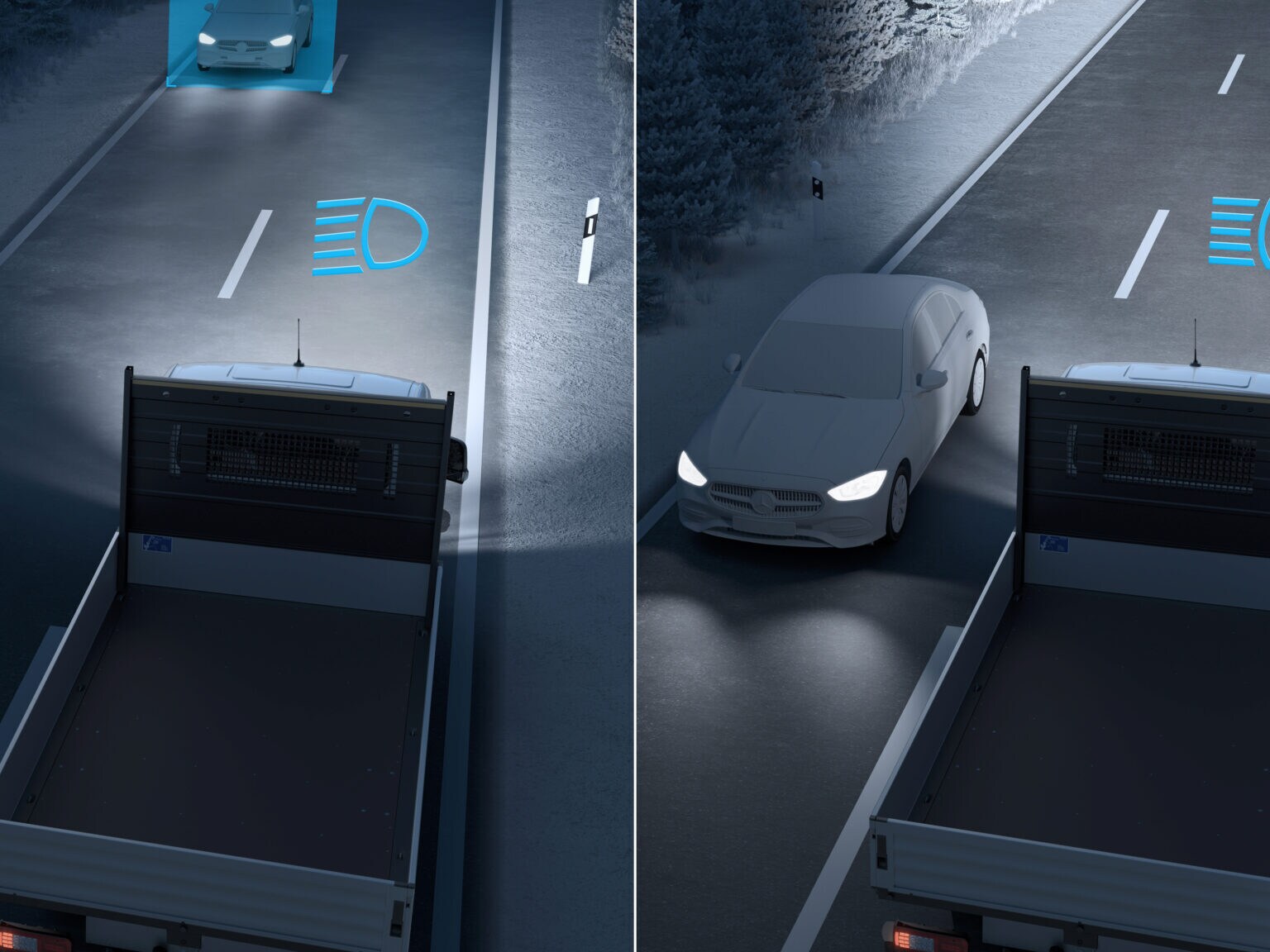 L’assistant de feux de route allume et éteint automatiquement les feux de route en fonction des conditions de circulation.