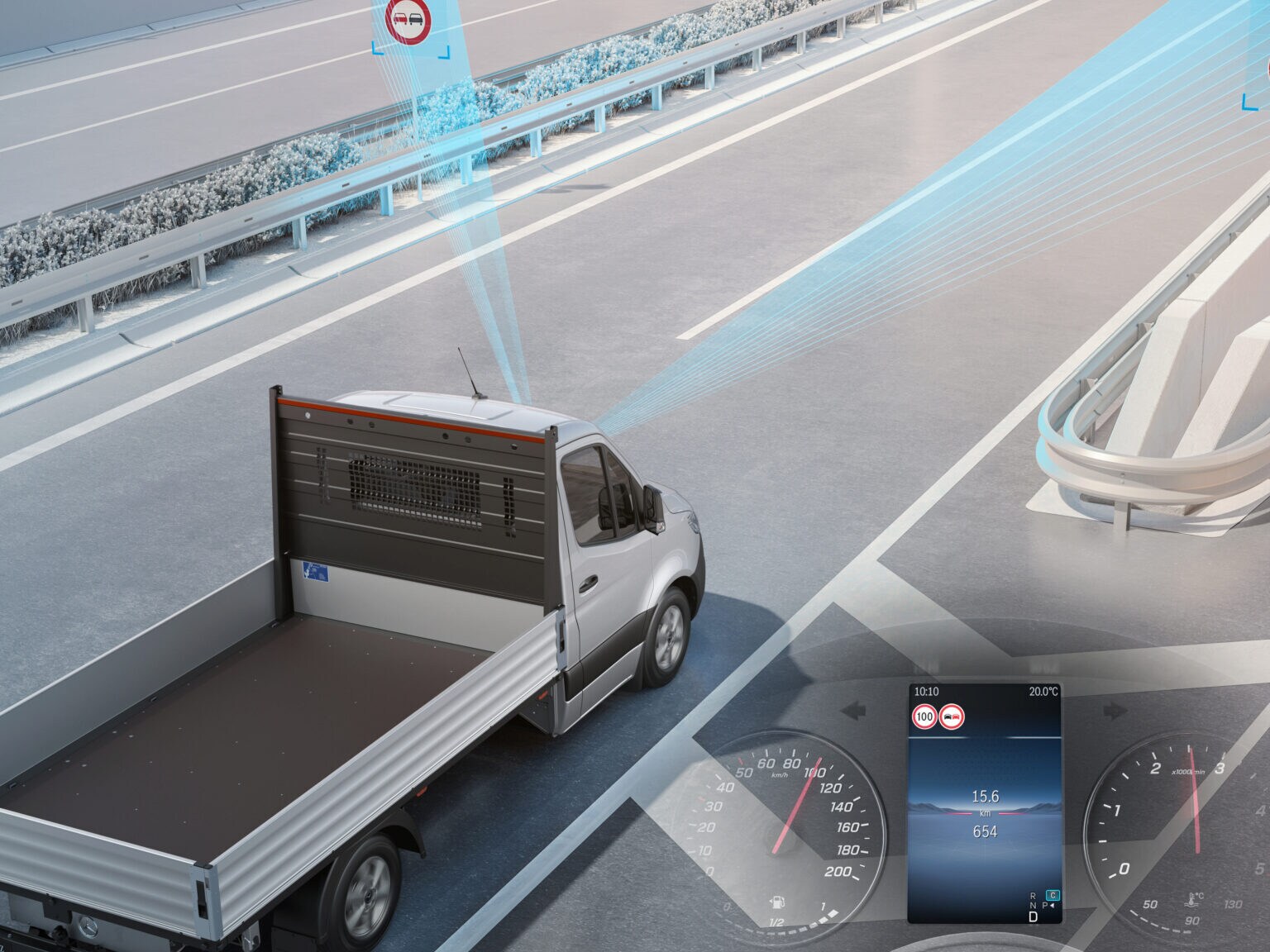 L’assistant de signalisation routière indique au conducteur les limitations de vitesse détectées et les panneaux d'interdiction d'accès ou de dépassement, ainsi que la levée de ces restrictions.